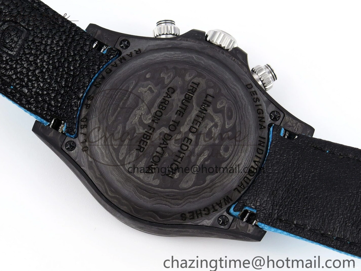 MiroTime 0319 Casual Daytona DIW Carbon Case and Bezel DIWF Edition White Blue Dial on Blue Nylon Strap A 1886
